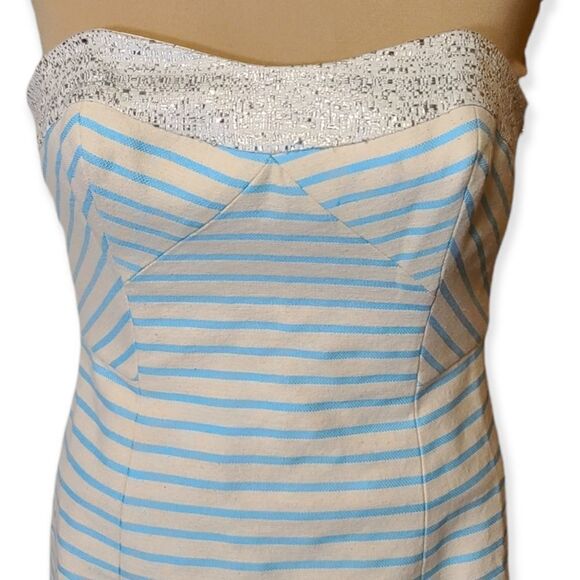 LILLY PULITZER Strapless Remi Blue Horizon Metallic Dress Size 00 New - Picture 3 of 6
